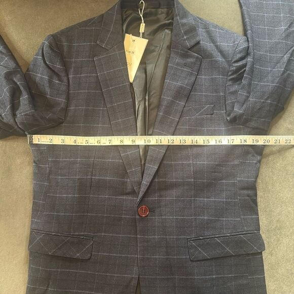 Men’s Mogu Plaid 3 Piece Formal Suit Notch Lapel Jacket 36 Pants 33 NWT - Picture 5 of 14